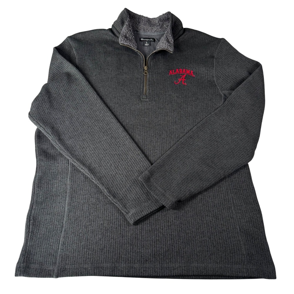 Champion Elite Quarter Zip Pullover Mens Large Gray Alabama Crimson Tide